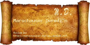 Marschauser Dormán névjegykártya